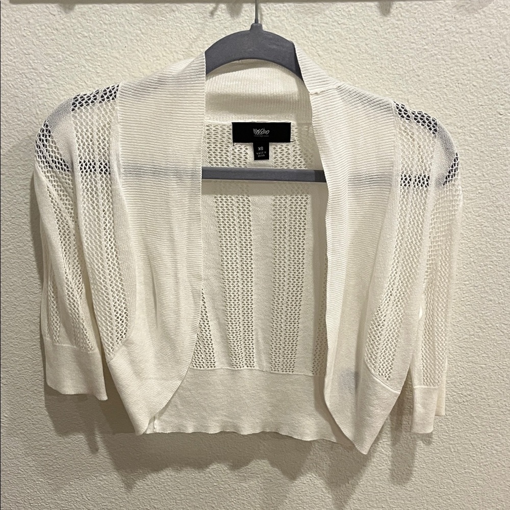 White Open Knit Young Women's Shrug